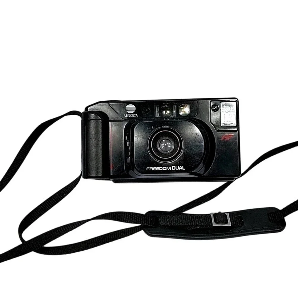 VTG 1987 Minolta Freedom Dual 35mm Film Camera AF Point & Shoot Black AF-DL Rare